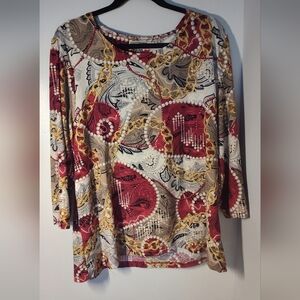 JM Collection Paisley Print Women's Top Size XL #185
